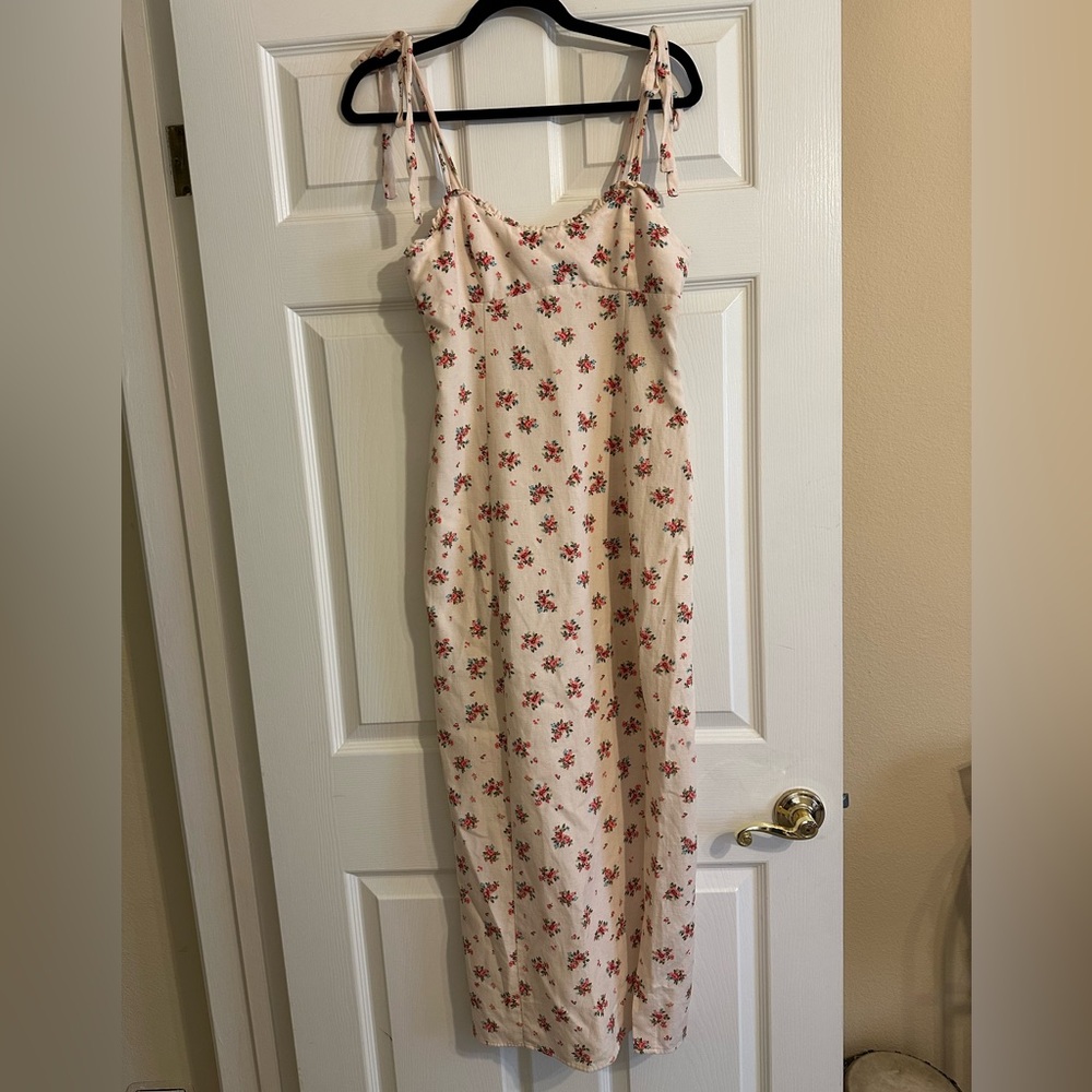 Zara Floral Spaghetti Strap Maxi Dress